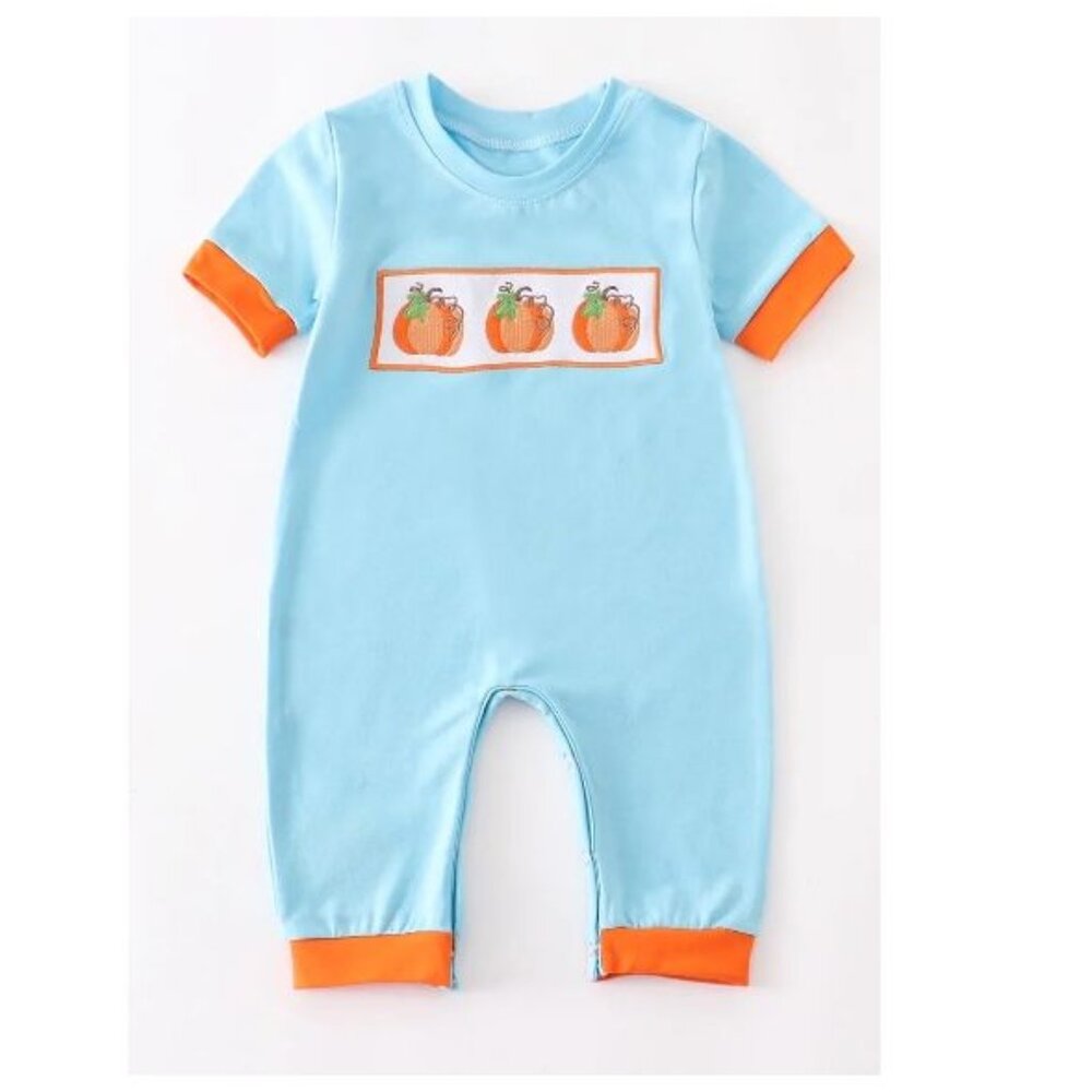 Boutique Pumpkin Baby Boys Short Sleeve Romper Jumpsuit
